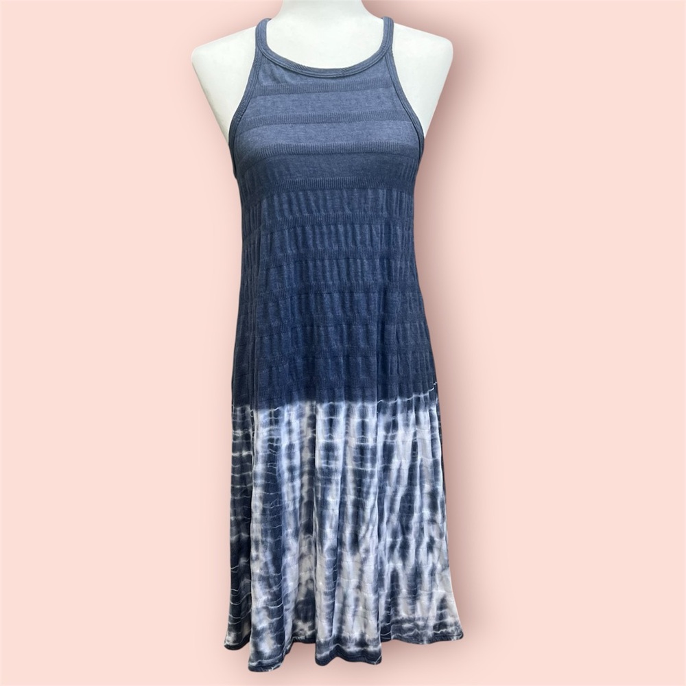 Navy and White Tie Dye Tank dress, Marjorie Brand, Size M